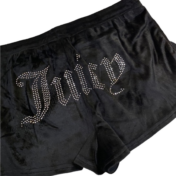 Juicy Couture Velour  Black Pajamas Set  Shorts with Rhinestones - Picture 4 of 6